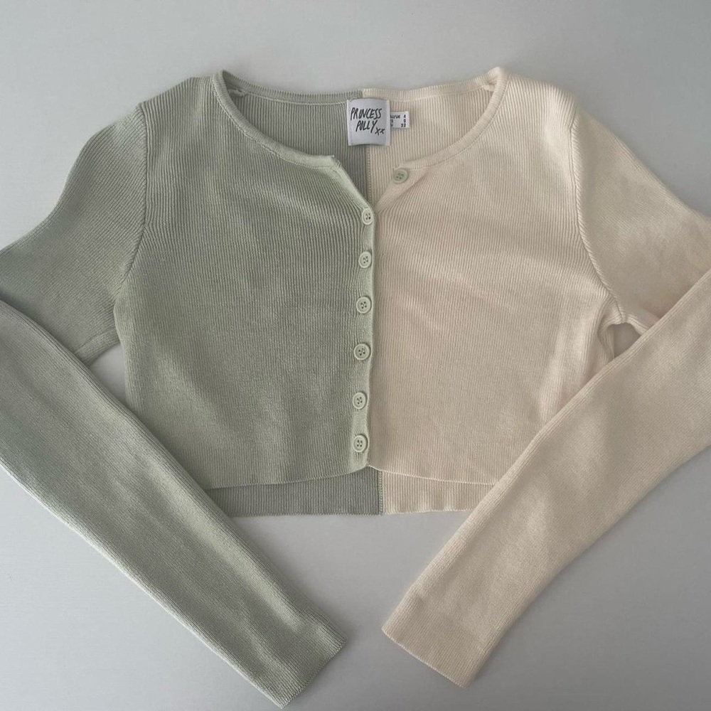 Princess Polly Cropped Two Toned Button Up Sweater